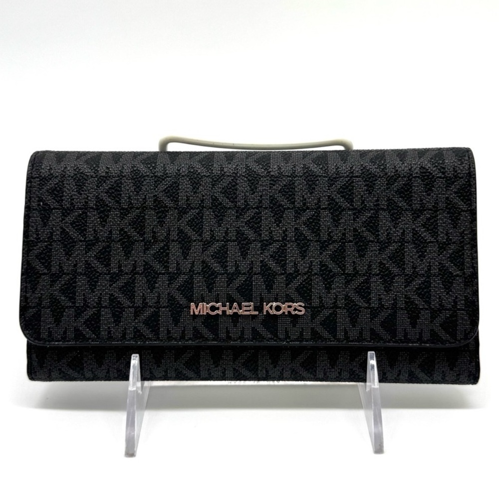 Michael Kors Large Trifold Wallet Black Signature